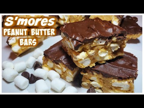 Easy Delicious S’mores Peanut Butter Bars | No Bake | Eggless |