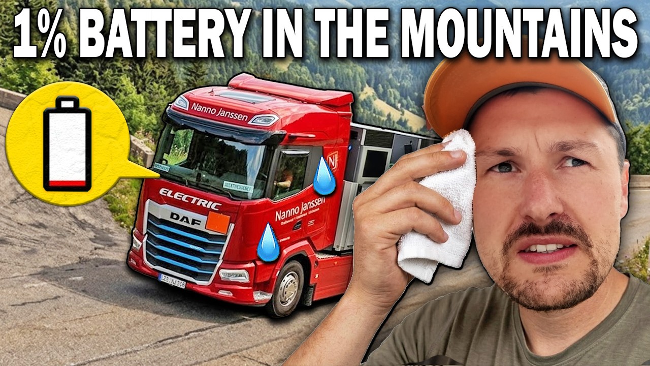 DAF XF Electric truck on a mountain pass in the French Alps