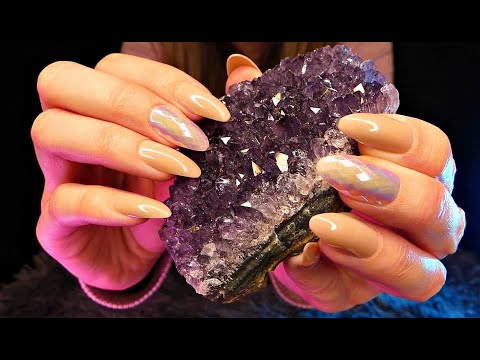 ASMR Fast Textured Scratching Crystals & Rocks | Some Tapping | salt rock, amethyst etc. No Talking