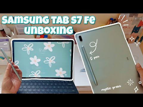 Samsung Galaxy Tab S7 FE unboxing 📦 | 128gb Mystic Green (aesthetic & ASMR) 🍃