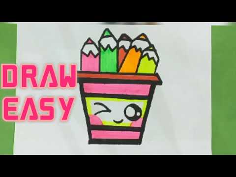 HOW TO DRAW A CUTE PENCIL POT-_ EASY DRAW