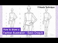 How To Draw A Fashion Illustration Step By Step Basic Croquis In Front Pose 9 Heads