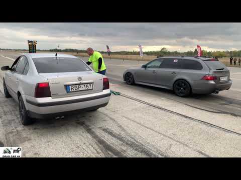 BMW e61 530D BiTurbo vs Volkswagen Passat 1.9 TDI dragrace 1/4 mile 🚦🚗 - 4K