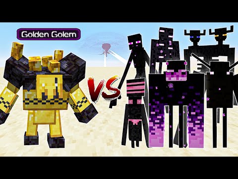 Golden Golem VS All Enderling Mobs - Mob Battle in Minecraft