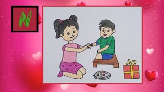 Rakshabandhan drawing | festival | Brother & Sister | Easy steps to learn drawing @niyuzart