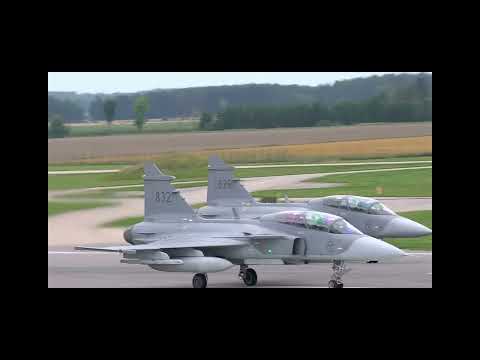 Flygvapnet* 90 - Rot JAS #39 Gripen start * frin Malmanec* Flygplats