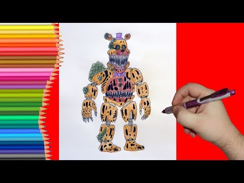 How to draw Twisted Fredbear, FNaF, Как нарисовать Твистед ...