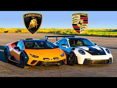 람보르기니 우라칸 스테라토 vs 포르쉐 911 GT3 RS - 드래그 레이스!