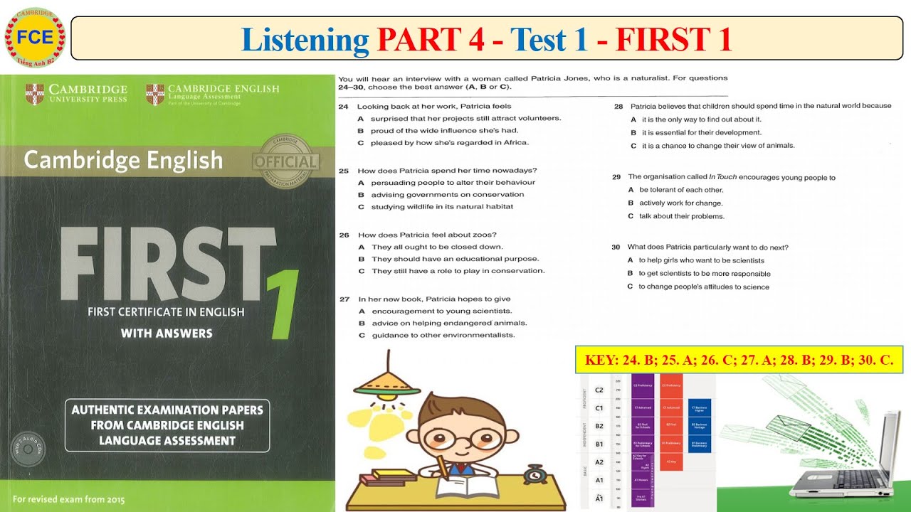 FCE First 1 Listening Part 4 Test 1 (Transcript + Key)