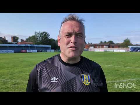 Pete Goldstraw talks after the 1-0 win over Pontefract Collieries