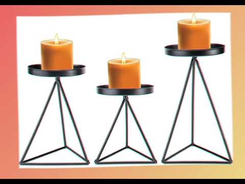 Free standing golden and pink iron candle holder set, for ho...