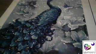 3 Panel Blue Peacocks and Chalice Finished Diamond Painting DIYMOON SHOP