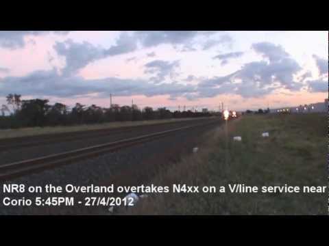 The Overland overtaking Vline near Corio