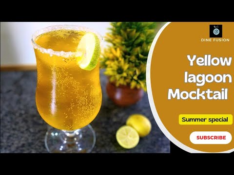 yellow lagoon mocktail | summer special recipe | easy and quick drink by dine fusion @dinefusion9