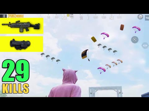 M249 + SCOPE 6x + AWM | 29 KILLS SOLO VS SQUAD | PUBG MOBILE