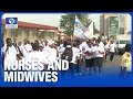 Lagos Nurses And Midwives Conduct Peaceful March To Alausa