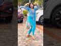 Beautiful Indian Bhabhi Dancing In Tights Leggings Salwar Kameez Sky Blue Dress Tights Dress