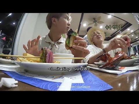V imitated Suga was eating a lobster