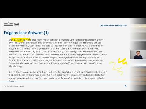 Klausurenkurs Arbeitsrecht: Einheit 02 (Anfechtung und fehlerhaftes Arbeitsverhältnis / BGB AT)