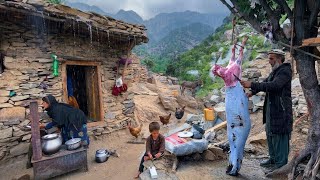 Elderly Couple Living in the Afghan Mountains 🏔️ Goats, Rainy Days & Hard Work 🐐🏡 | Homemade Food 