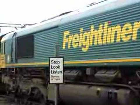 Freightliner 66's coupled together leave Basford Hall fuel p
