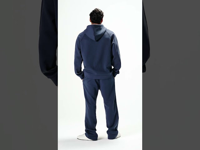 هودي أوفرسايز برباط للجنسين - أزرق داكن