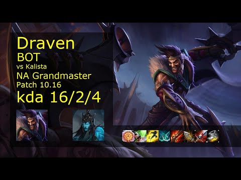 Draven ADC & Thresh vs Kalista & Nautilus - NA Grandmaster 16/2/4 Patch 10.16 Gameplay