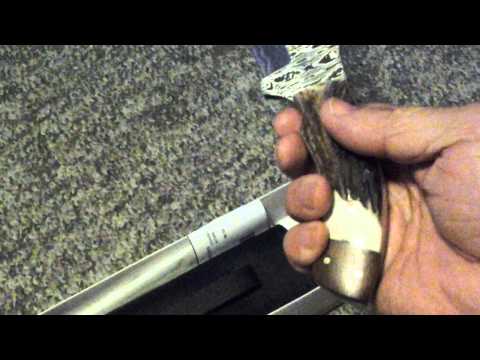 Damascus fighting stag bowie