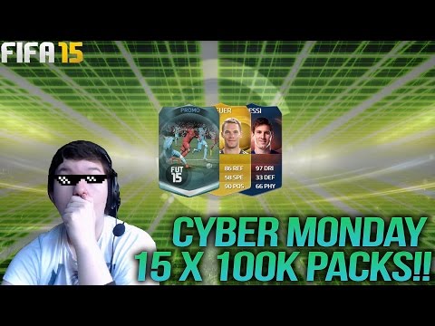 Fifa 15 - OMFGG INSANE PLAYERS!! 15 x 100k CYBER MONDAY PACKS!!