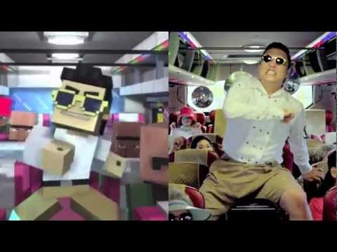 Minecraft Style and Gangnam Style side by side w/ Minecraft Style's Audio