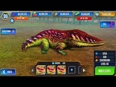 OPEN UNLOCKED ERYOPS X3 LEVEL 40 | JURASSIC WORLD THE GAME