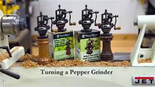 WoodRiver - Ceramic Hand Crank Salt or Pepper Mill Grinder Mechanism  Turning Kit - Black Enamel