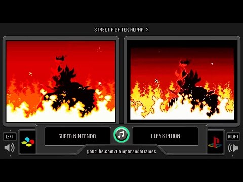 Street Fighter Alpha 2 (Snes vs Playstation) Side by Side Comparison
