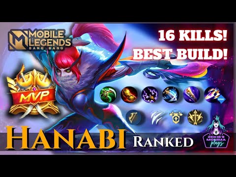 Mobile Legends HANABI Gameplay #9 - 16 KILLS! BEST BUILD & EMBLEM! FAST ATTACK SPEED!