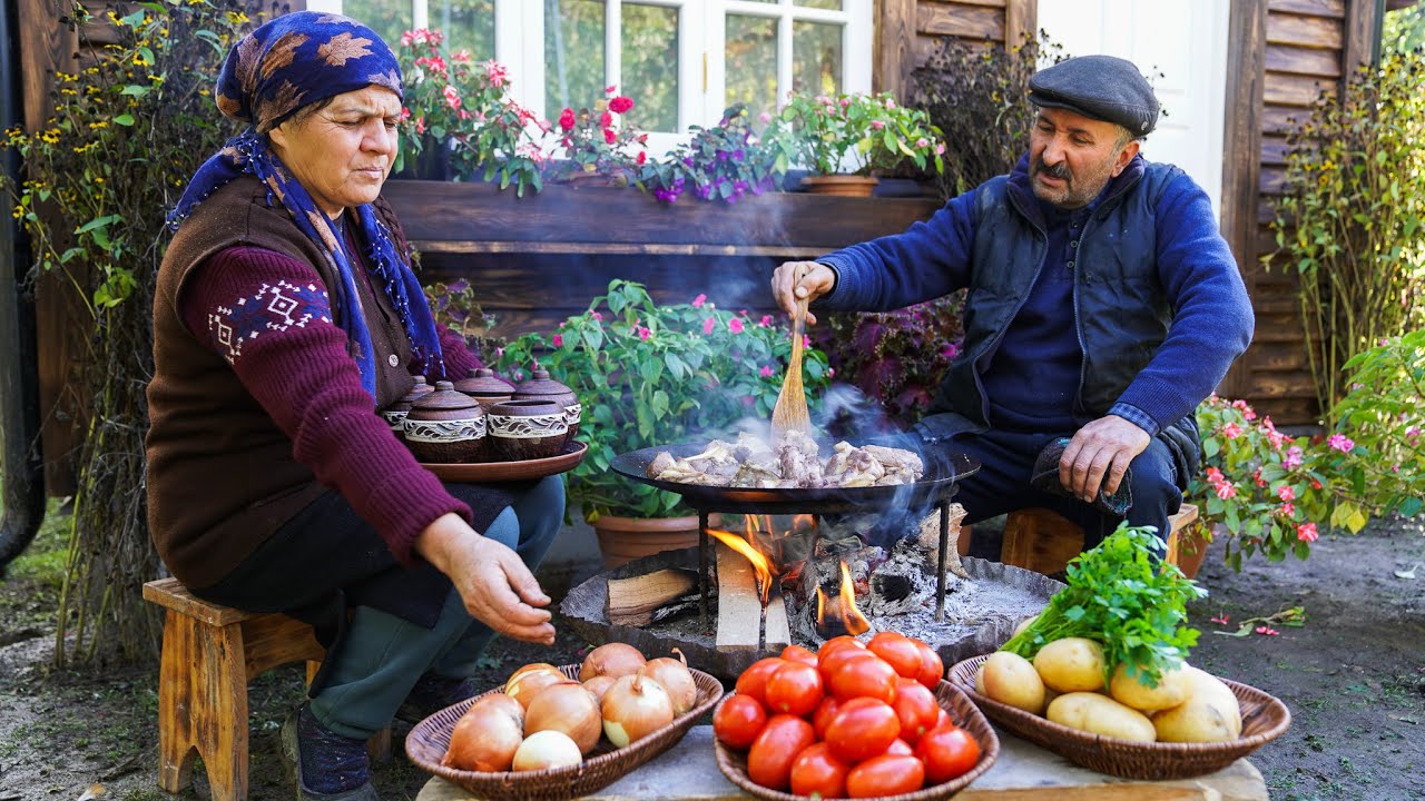 🍲 Village Style Beef Stew in Sadj Pan: A Rustic Recipe 🔥🥘