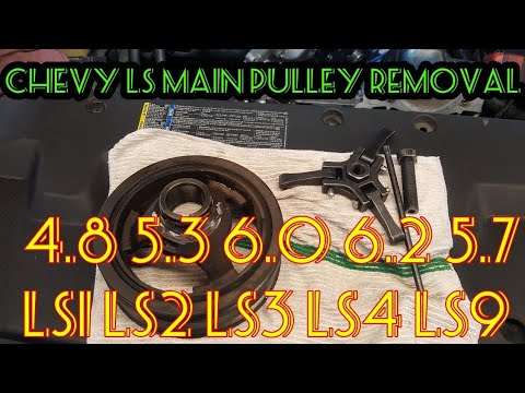 How to remove any LS crank pulley,removing an LS harmonic balancer, how to remove main pulley on LS