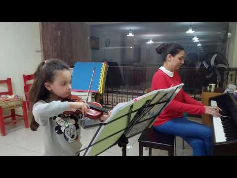 7 years Old Jana started to play Ode to Joy after the first lesson at fan home (saida)