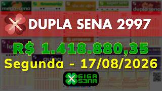 Resultado da Dupla Sena 2997, Segunda-feira, 17/08/2026