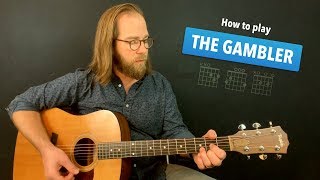 🎸 The Gambler • easy guitar lesson w/ no capo (Kenny Rogers)