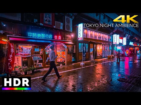 【4K HDR】Rainy Night Walk in Japan, Tokyo Backstreets ☔️ #ASMR