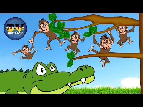 Fünf kleine Affen ärgerten das Krokodil - Kinderlieder