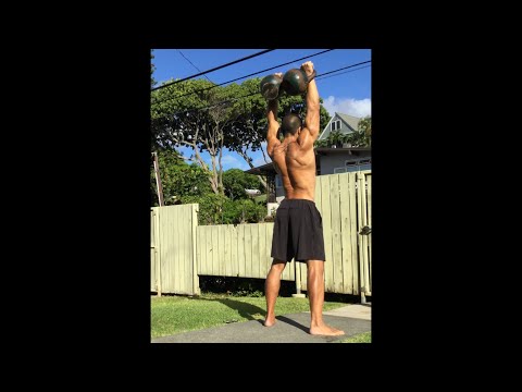 Double 24 kg. Kettlebell Thruster x 5 (back) - age 52, November 16, 2020