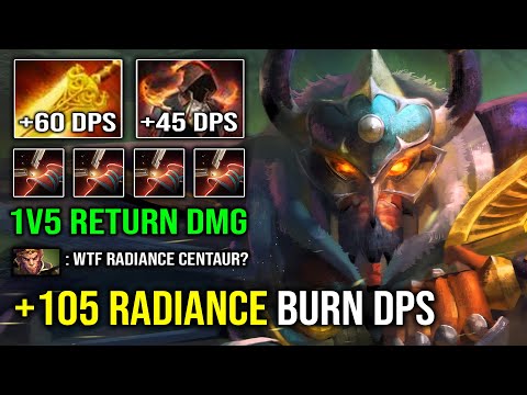 WTF +105 Flame Clock Radiance Burn DPS Centaur Warrunner with 1v5 Tank Return DMG Dota 2