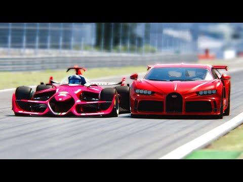 Ferrari F1 2025 Concept vs Bugatti Chiron Pur Sport at Monza GP