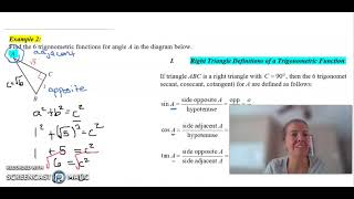 Using the right triangle definitions of the trig functions