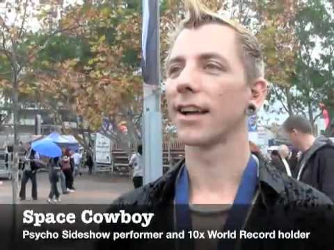 The Space Cowboy unicycle juggling world record at the Sydney Royal Easter Show. 2011
