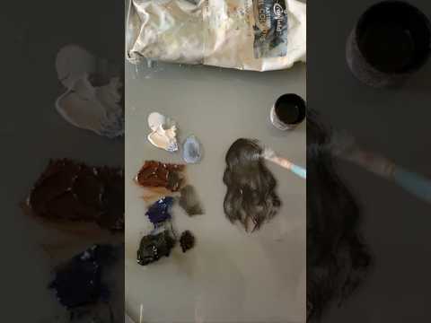 How to Paint Black Hair! 🎨 #kristygordonart #painting #colormixing #shorts