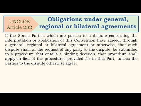 Law of the sea convention, Article 282, Obligations under general, regional or bilateral agreements