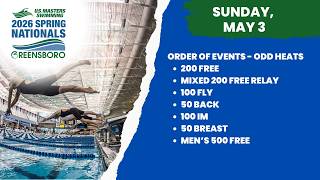 2026 USMS Spring Nationals | Day 4 - Sunday, May 2 | Odd Heats | Greensboro NC