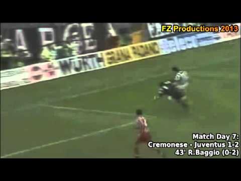 Serie A 1994-1995, day 7 Cremonese - Juventus 1-2 (R.Baggio goal)